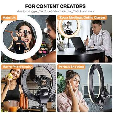 UBeesize Ring Light Kit: 17.5” Led Ring Light with Wireless Control, Professional Bi-Color 3000K-6000K Circle Lights, Up to 5000Lux, Compatible with DSLR Cameras, Cell Phones and Webcams