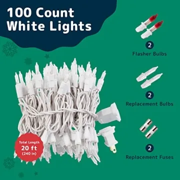 PREXTEX 100-Count White Christmas Lights for Holiday Decor