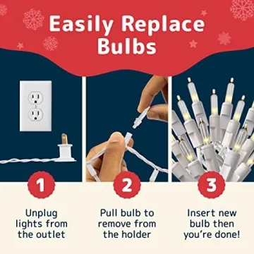 PREXTEX 100-Count White Christmas Lights for Holiday Decor