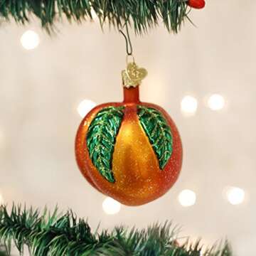 Old World Christmas Ornaments: Fruit Selection Glass Blown Ornaments for Christmas Tree, Peach