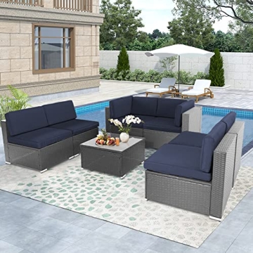 SOLAURA 7-Piece Outdoor Furniture Set Stylish Gray Wicker