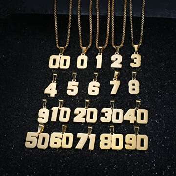 Susook Personalized Number Necklace for Boys - Gold Plated Charm