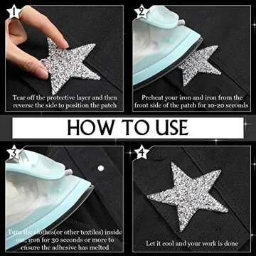 Syhood 32 Pieces Iron on Rhinestone Star Patches Adhesive Star Shape Patches Appliques Patch DIY for Clothing Jeans Repair Decoration, 5 Sizes(Silver)