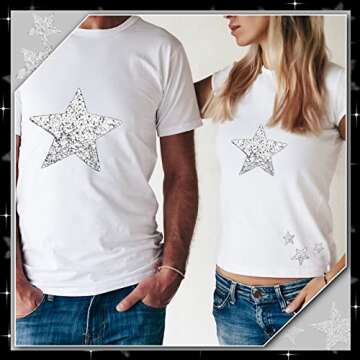 Syhood 32 Pieces Iron on Rhinestone Star Patches Adhesive Star Shape Patches Appliques Patch DIY for Clothing Jeans Repair Decoration, 5 Sizes(Silver)