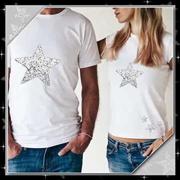 Syhood 32 Pieces Iron on Rhinestone Star Patches Adhesive Star Shape Patches Appliques Patch DIY for Clothing Jeans Repair Decoration, 5 Sizes(Silver)