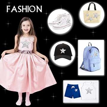 Syhood 32 Pieces Iron on Rhinestone Star Patches Adhesive Star Shape Patches Appliques Patch DIY for Clothing Jeans Repair Decoration, 5 Sizes(Silver)