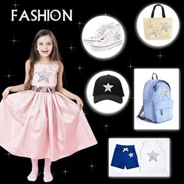 Syhood 32 Pieces Iron on Rhinestone Star Patches Adhesive Star Shape Patches Appliques Patch DIY for Clothing Jeans Repair Decoration, 5 Sizes(Silver)