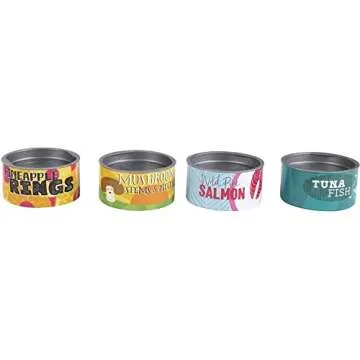 Juvale Set of 16 Toy Food Cans for Kids Pretend Play Grocery Store Stackable Accessories, Supermarket Playset