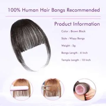 Transform Your Look with ELEFOCUS Real Hair Clip-in Bangs