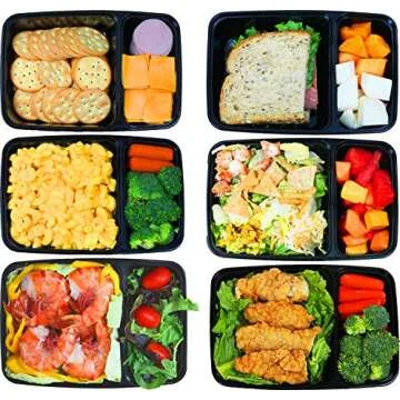 40 Pack - SimpleHouseware 2 Compartment Food Grade Meal Prep Storage Container Boxes (28 ounces)