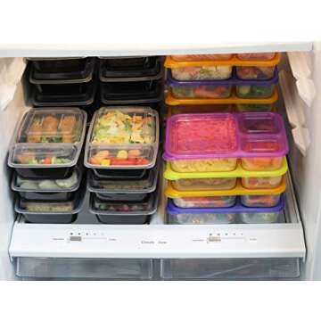 40 Pack - SimpleHouseware 2 Compartment Food Grade Meal Prep Storage Container Boxes (28 ounces)