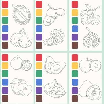 Pocket Watercolor Painting Book - 21 Pages Mini Watercolor Paint Pads, Fruit Pattern Watercolor Work...