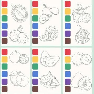 Pocket Watercolor Painting Book - 21 Pages Mini Watercolor Paint Pads, Fruit Pattern Watercolor Work...