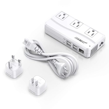 BESTEK Universal Travel Adapter 220V to 110V Voltage Converter with 6A 4-Port USB Charging and UK/AU...