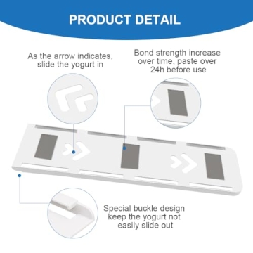 Sophico Yogurt Organizer for Fridge, 4 Capacity Yogurt Sliders for Refrigerator, Yogurt Holder with Adhesive Tapes for 3.75 Inch Yogurt, Greek and Vegan Yogurt (White,2 Pack)