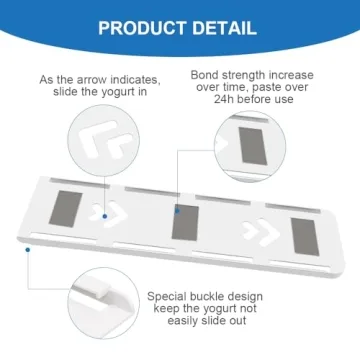 Sophico Yogurt Organizer for Fridge, 4 Capacity Yogurt Sliders for Refrigerator, Yogurt Holder with Adhesive Tapes for 3.75 Inch Yogurt, Greek and Vegan Yogurt (White,2 Pack)