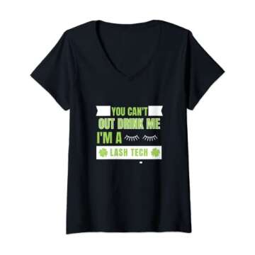 Womens Drinking lash tech for St. Patrick's Day V-Neck T-Shirt