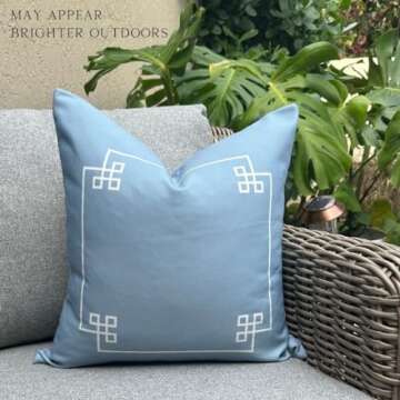 Jillien Harbor Coastal Indoor Outdoor Pillow Cover, Water Resistant for Patio Deck Seating, Alys Gre...
