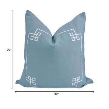 Jillien Harbor Coastal Indoor Outdoor Pillow Cover, Water Resistant for Patio Deck Seating, Alys Greek Key Pillow Cover, 20"x20"