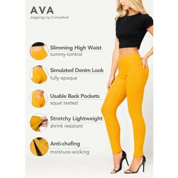 Conceited Jeggings for Women with Pockets - High Waist - Tummy Control Shaping - Regular and Plus Si...