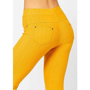 Conceited Jeggings for Women with Pockets - High Waist - Tummy Control Shaping - Regular and Plus Size - Mustard - Small - Medium