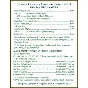 Espoma Organic Evergreen-Tone 4-3-4 Natural & Organic Fertilizer and Plant Food for Evergreen Trees & Shrubs. 8 lb. Bag. Use for Planting & Feeding to Promote Optimum Growth