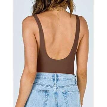 REORIA Women’s Sexy Scoop Neck Backless Bodysuit - Stylish and Comfortable