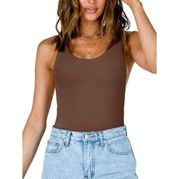 Sexy Scoop Neck Backless Bodysuit for Women