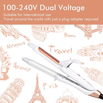 AmoVee Travel Curling Iron, 2-in-1 Straightener and Curler