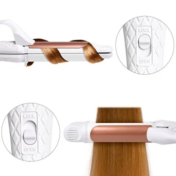 AmoVee Travel Curling Iron, 2-in-1 Straightener and Curler