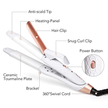 AmoVee Travel Curling Iron, 2-in-1 Straightener and Curler