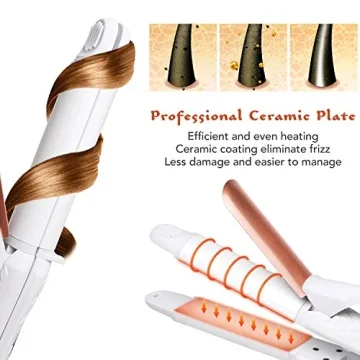 AmoVee Travel Curling Iron, 2-in-1 Straightener and Curler