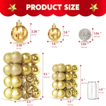 Shatterproof Gold Mini Christmas Balls Set for Holiday Decor