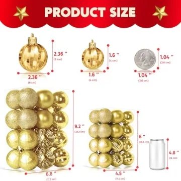 Shatterproof Gold Mini Christmas Balls Set for Holiday Decor