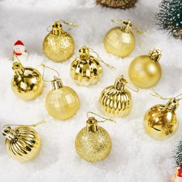 Shatterproof Gold Mini Christmas Balls Set for Holiday Decor