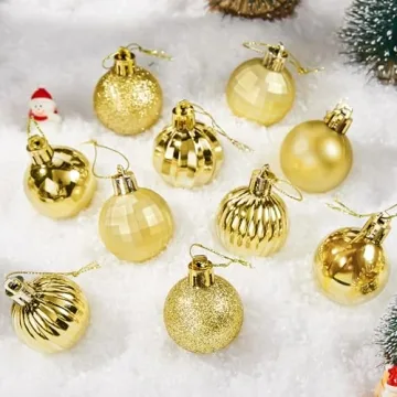Shatterproof Gold Mini Christmas Balls Set for Holiday Decor