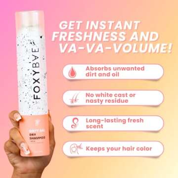 FoxyBae Volumizing Dry Shampoo Spray for Women - With Biotin for Hair Growth - For Dark, Brunette & ...