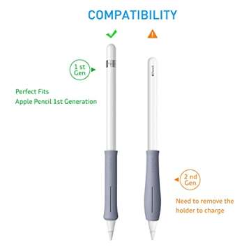 Fintie 2 Pack Silicone Grip Holders Compatible with Apple Pencil Pro, Apple Pencil (USB-C / 1st / 2nd Generation), Ergonomics Protective Skin Sleeve Case Accessories, Lavender Gray