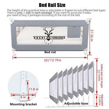 Safe & Durable Lsbod Bed Rail for Toddlers - 59" L X 27" H