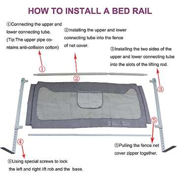 Safe & Durable Lsbod Bed Rail for Toddlers - 59" L X 27" H