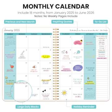 Monthly Planner 2025-2026, 18 Months Planner Calendar 2025-2026, January 2025 - June 2026, 7" x 10",...