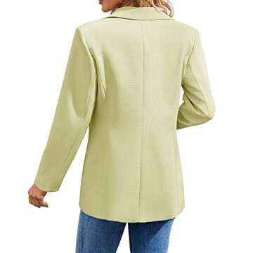 Cnkwei Womens Casual Blazers Open Front Long Sleeve Lapel Collar Work Office Jacket Green