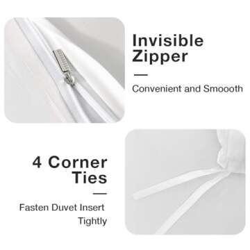 Vaulia Lightweight Cooling Microfiber Duvet Cover Queen Size, Grey and White Floral Branches Print Pattern All Season, 3-Piece Set (1 Duvet Cover 2 Pillow Shams)