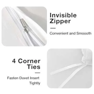 Vaulia Lightweight Cooling Microfiber Duvet Cover Queen Size, Grey and White Floral Branches Print Pattern All Season, 3-Piece Set (1 Duvet Cover 2 Pillow Shams)