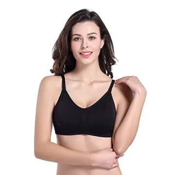 Stelle Nursing Bras Maternity Bra for Breastfeeding Pregnancy Wireless Bralette with Pads, Extenders & Clips (Black+Gray,L)