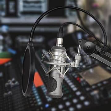 InnoGear Microphone Arm Stand, Heavy Duty Mic Arm Microphone Stand Suspension Scissor Boom Stands with Mic Clip and Cable Ties for Blue Yeti Snowball Hyper X QuadCast SoloCast Fifine Gaming(Large)