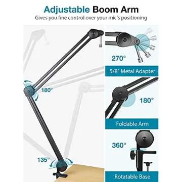 InnoGear Microphone Arm Stand, Heavy Duty Mic Arm Microphone Stand Suspension Scissor Boom Stands with Mic Clip and Cable Ties for Blue Yeti Snowball Hyper X QuadCast SoloCast Fifine Gaming(Large)