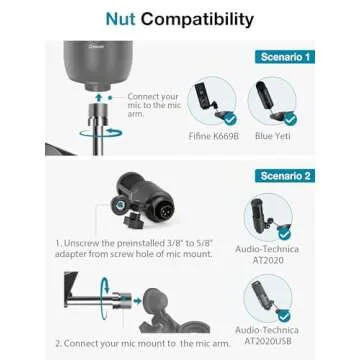 InnoGear Microphone Arm Stand, Heavy Duty Mic Arm Microphone Stand Suspension Scissor Boom Stands with Mic Clip and Cable Ties for Blue Yeti Snowball Hyper X QuadCast SoloCast Fifine Gaming(Large)