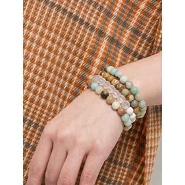 Apipi 6 Pack Lava Stone Bead Bracelet - Natural Stones Stretch Bracelets, Aromatherapy Essential Oil...