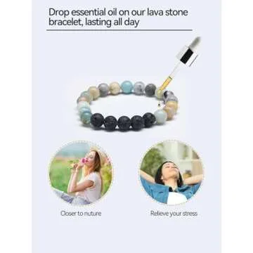 Apipi 6 Pack Lava Stone Bead Bracelet - Natural Stones Stretch Bracelets, Aromatherapy Essential Oil Diffuser Healing Crystal Bracelets for Women Gifts(8mm)